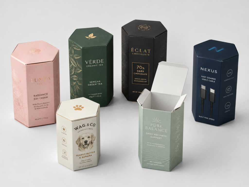Hexagon boxes 1 - bdprint.com BD Print Solutions - Hexagon Boxes - Packaging - High Quality Printing
