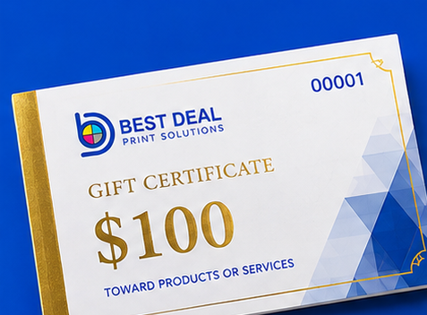 gift certificate foil stamping